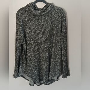 Stretch Gray Patterned Long Sleeve cowl neck Blouse